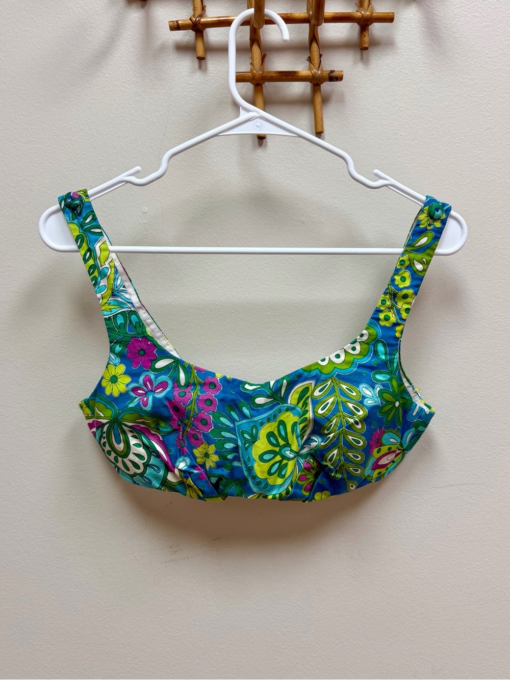 60s Vintage 🌿 Rose Marie Reid Cotton Paisley Flower Power Bikini - Picture 2 of 9